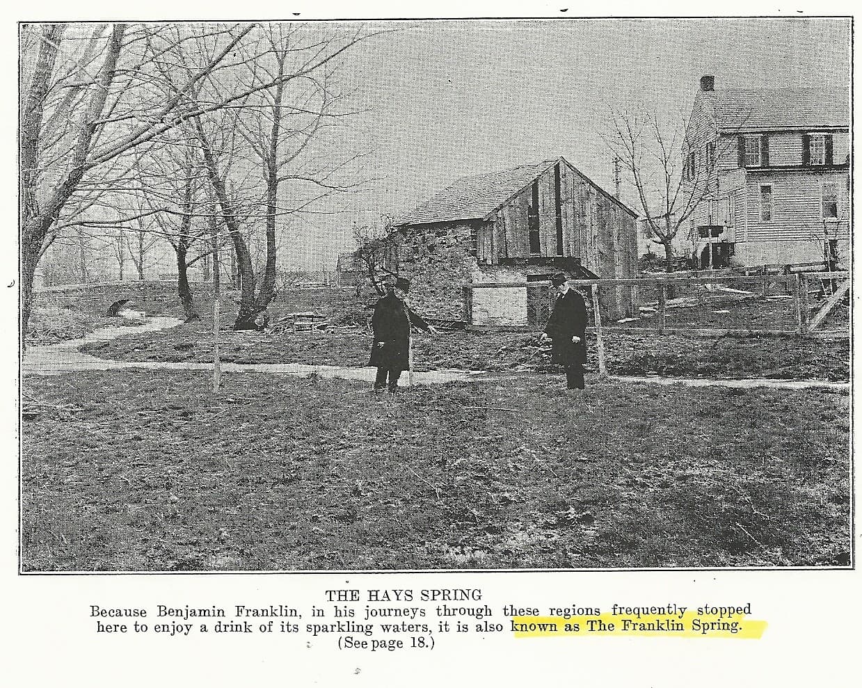 The Hays Spring, frequented by Benjamin Franklin